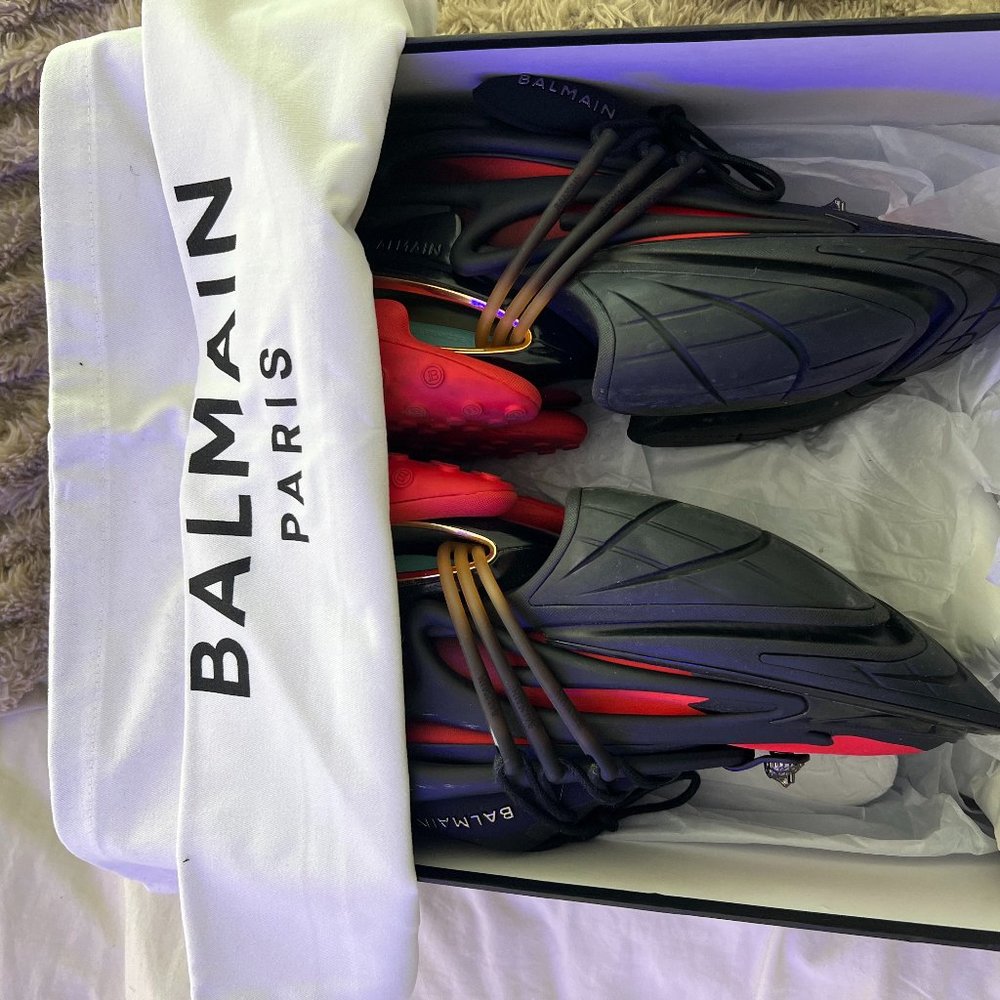 Mens Balmain Unicorn Red and Black